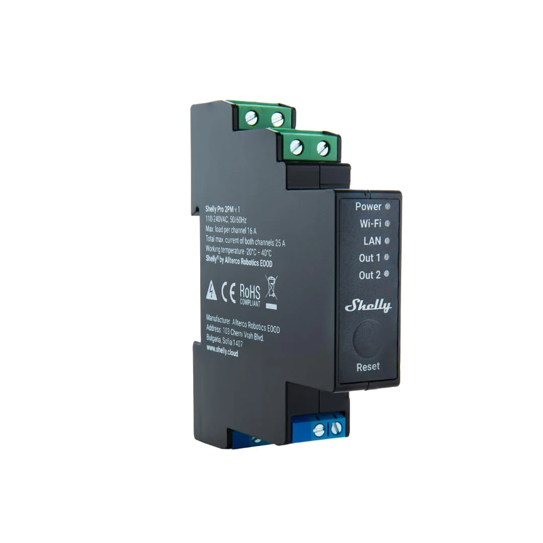 Shelly Pro 2PM - IP Smart Relay DIN 2ch. LAN/WiFi/BT + PM - immagine 2