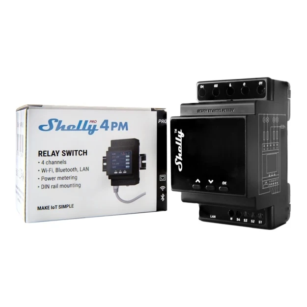 Shelly Pro 4PM - IP Smart Relay DIN 4 ch. LAN/WiFi/BT + PM - immagine 2